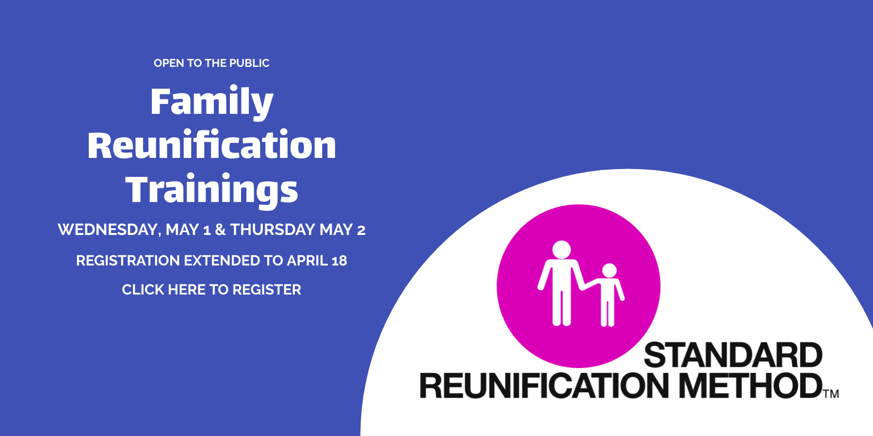 Slide linking to Family Reunification Training registration website