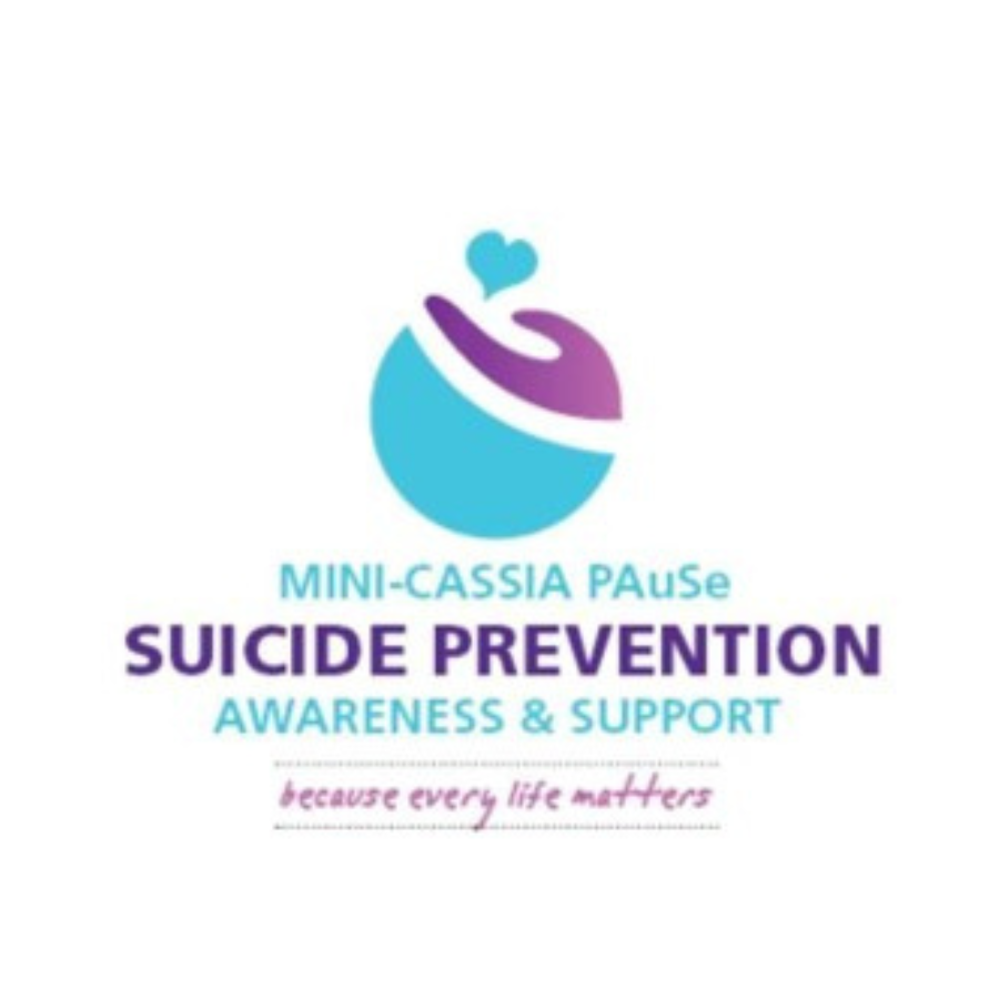 Mini-cassia Pause, suicide prevention and awareness support logo
