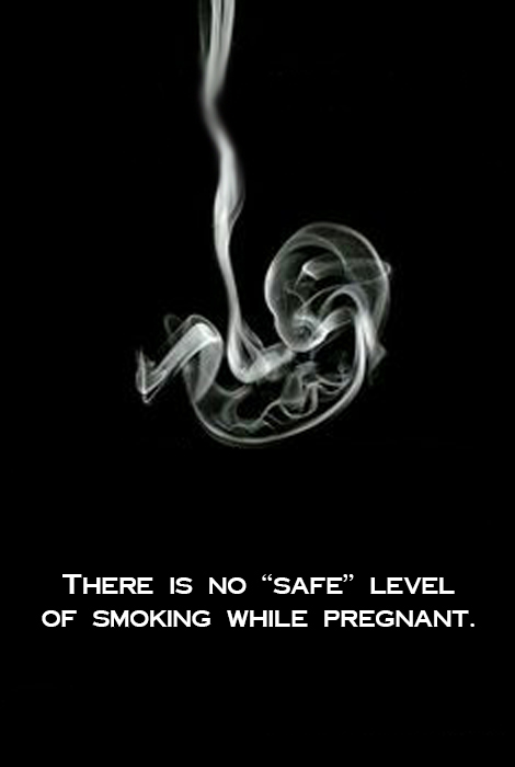 Picture of baby in uterus with smoke.